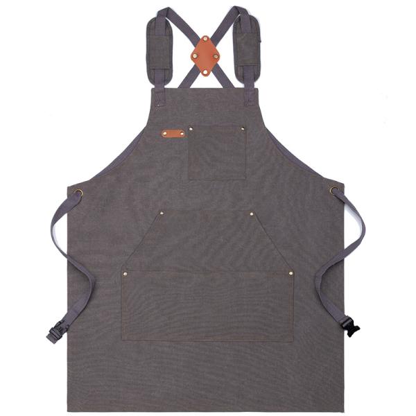 Wait Staff Uniform Waterproof Chef Apron for Cafe Restaurants Kitchen in Cotton Canvas