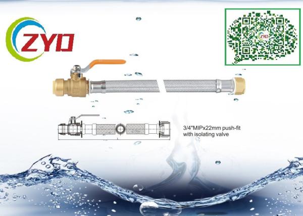 Silver Color Faucet Braided Hose With Push Fit Isolating Valve Eco Friengly