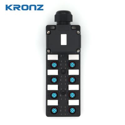 Industrial Sensor Distribution Box 8 Port Dual Channel NPN Junction Box M12 Connector