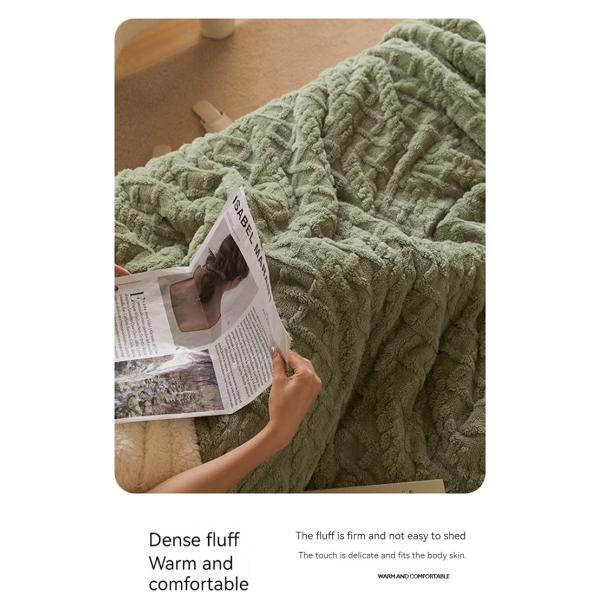Wedding Knitted Double Sided Lamb Cashmere Plaid Blanket for Winter Warmth