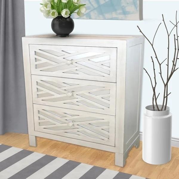 Vintage 3 drawers corner cabinet silver mirrored sideboard for living room