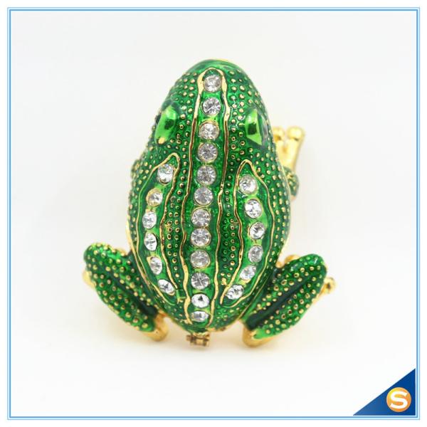 Wholesale Metal Frog With Crystal Jewelry Box Cute Trinket Box For Gifts SCJ753