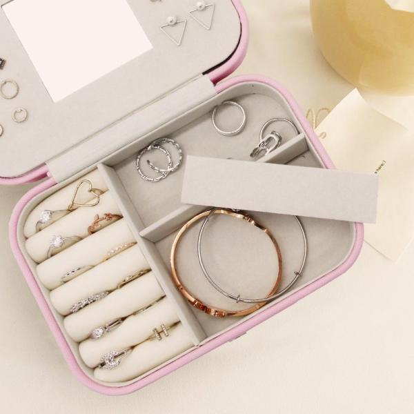 Portable Square Mini Jewelry Travel Case Rings Earrings Necklace Wedding Party Gift Box