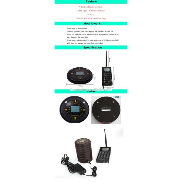 2018 hotsale buen precio para la promoción sistema de restaurantes nuevo diseño pager alfanumérico