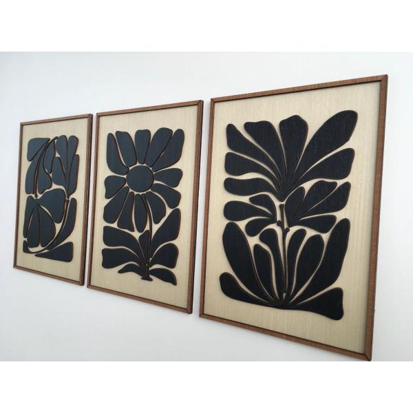 Home Appliance Mid Century Modern Wall Art for Boho Room Leafy Art in Minimal Black and White