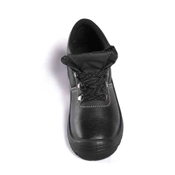 Factory Mid Top Black Pure Leather Work Shoes Steel Toe Men'S Safety Shoes Anti Smash