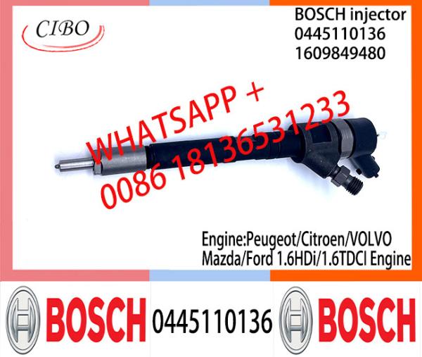 Injetor de combustível comum 0445110136 do trilho de BOSCH 1609849480 9655045080 9652892080 para Peugeot/Citroen/VOL/Mazda/Ford