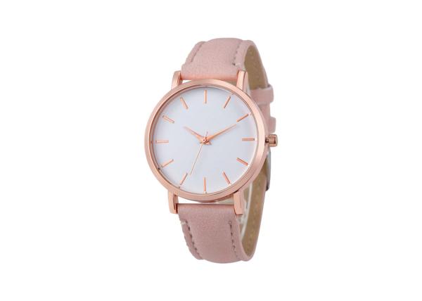 Waterproof Genuine Leather Stainless Steel Ladies Watch Rose Gold Case Color