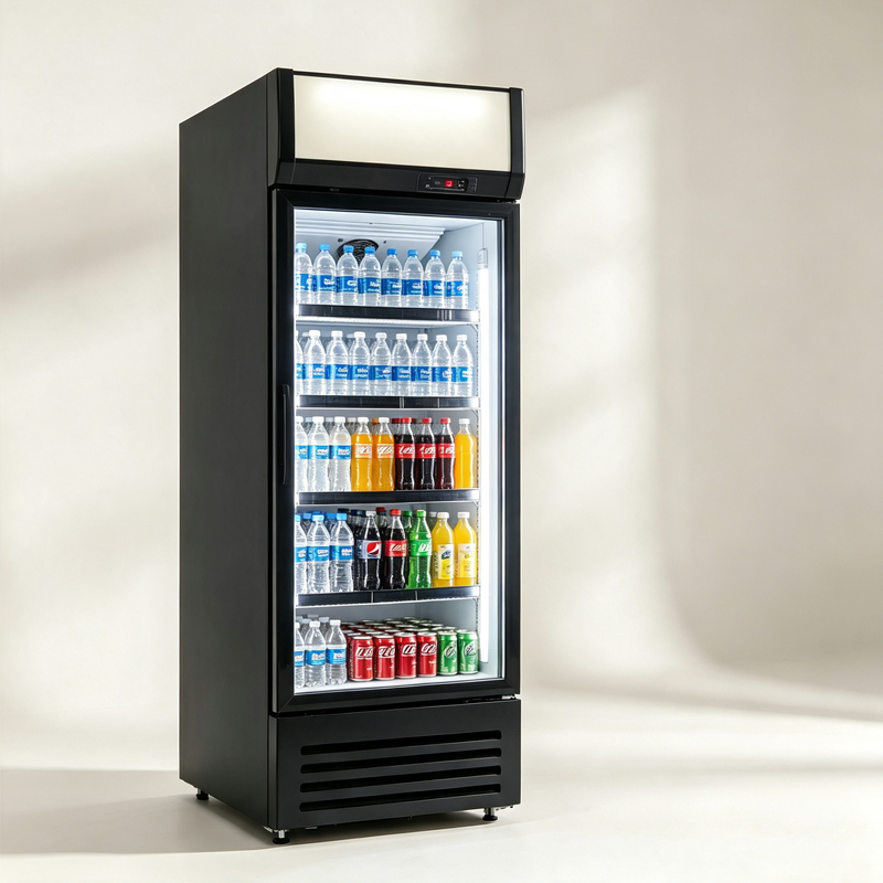 Commercial Glass Door Beverage Cooler with LED Lighting and Digital Temperature Controller for Customizable Advertising