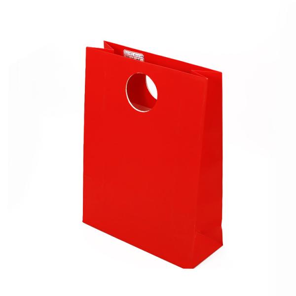 Red paper bag tea packaging gift die cut handle ivory paper bag