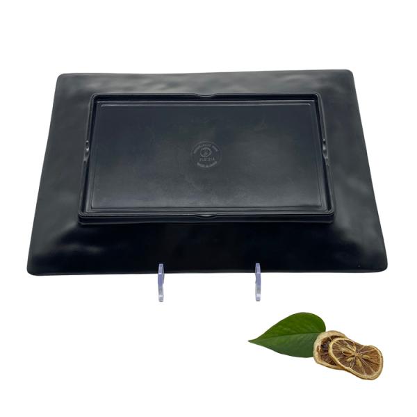 OEM Home Rectangle Melamine Plates Melamine Matte Black Kitchen Plates