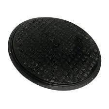 Round Black Manhole Cover , 600mm D400 Ductile Iron Cast Manhole Cover