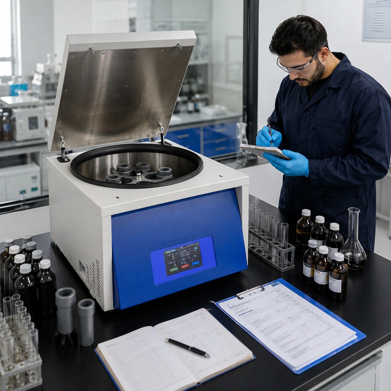 Cenlee Oilfield Laboratory Centrifuge for Crude Oil Water Content Test, 4000rpm 4x100ml with Heater for Petroleum Testing