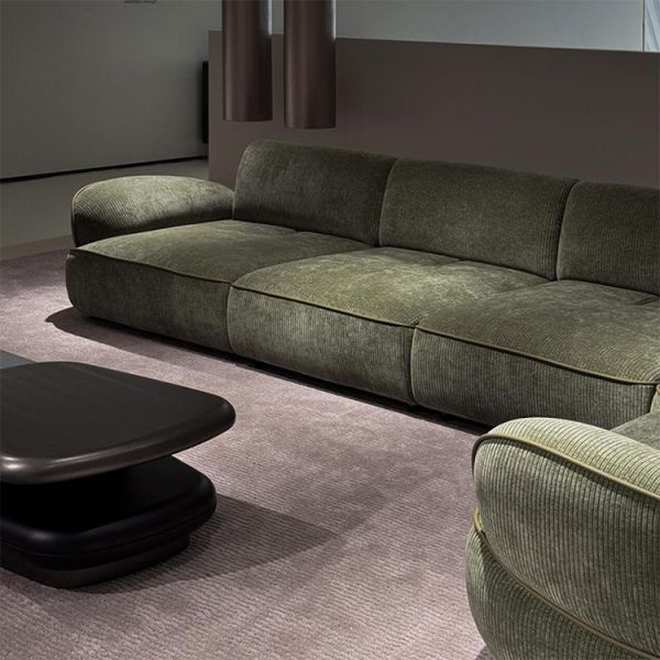 Italian Designer Cream Style Sectional Sofa Customizable Minimalist Living Room Set with Movable Backrest for Apartment Villa