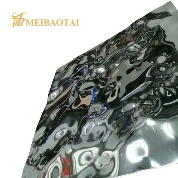 1219x2438mm Silver Mirror Water Ripple Stainless Steel Sheet Flat Shape for Decorative Ceiling and Wall