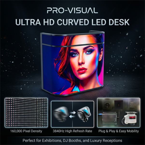 Curved Customizable GOB LED Reception Desk with Adjustable Height for Business