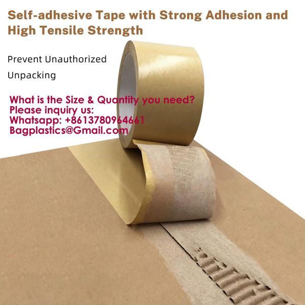 Recyclable Packaging Tape Self Adhesive Box Tape For Shipping, Sealing, Moving & Masking Eco-Friendly Kraft Paper Tape, Biodegradable Heavy Duty Packing Tape