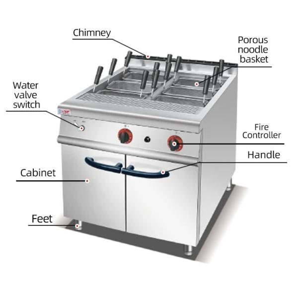 Comercial 4 cabezas fideos Cocinero Restaurante Cocina Gas Máquina de cocción de pasta