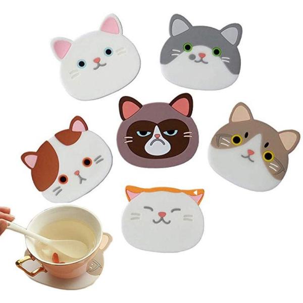 CM-005Cute Cartoon Cat Cup Coasters Mats Silicone Rubber Coaster HEATER
