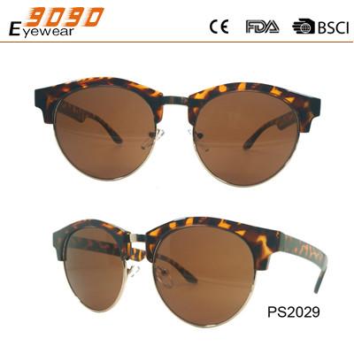 Unisex plastic sunglasses with plastic temples, special retro designer stylish, UV400 lens