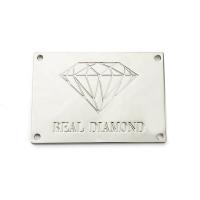 Handbag Metal Logos Tag with Sewn Holes Rectangle Shape and Custom Carving Logo Design