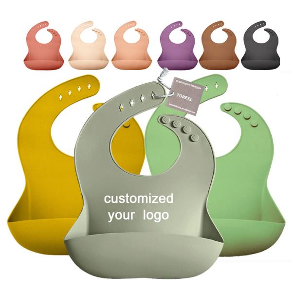 Antibacterial Toddler silicone scoop bib Waterproof Feeding Bibs With Crumb Catcher