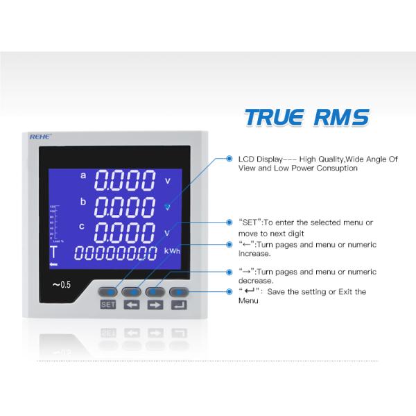 Display Simple Operation Intelligent Blue LCD Display 96*96mmThree Phase Multi-function Meter RH-3D3Y
