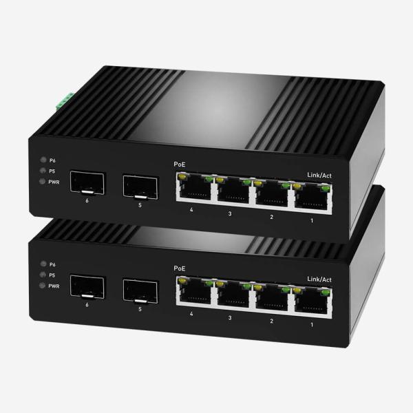 4 interruptor esperto fácil IEEE 802.3af IEEE 802.3at do gigabit industrial de SFP das portas ethernet 2