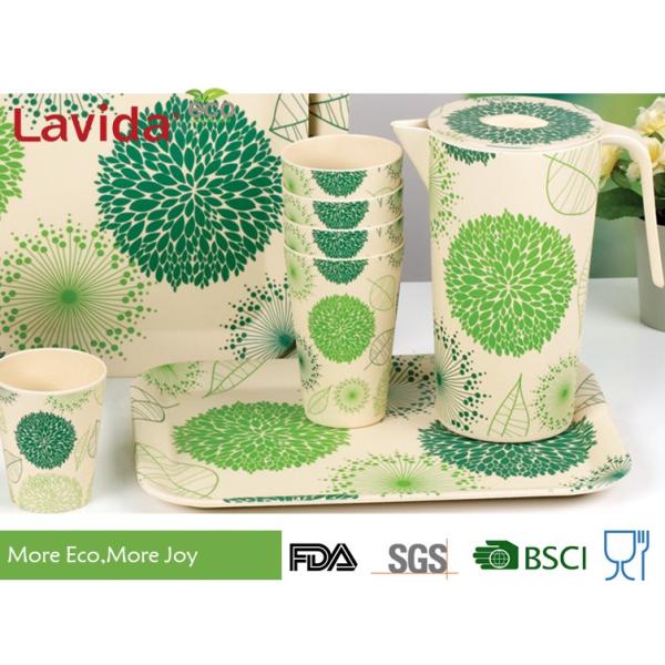 Round Shape 15.6oz Bamboo Eco Mug Customized Printing High Temperature Tolerance