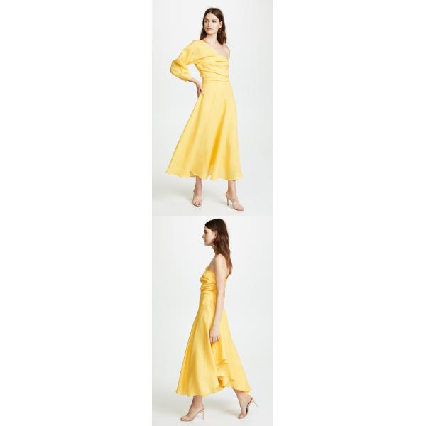 Fashion Asymmetrical Clothing One Shoulder With Long Sleeve Woman  Maxi Dress Summer