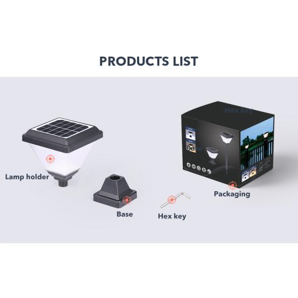 Lámpara solar del pilar de la prenda impermeable Ip65 para la decoración al aire libre del jardín