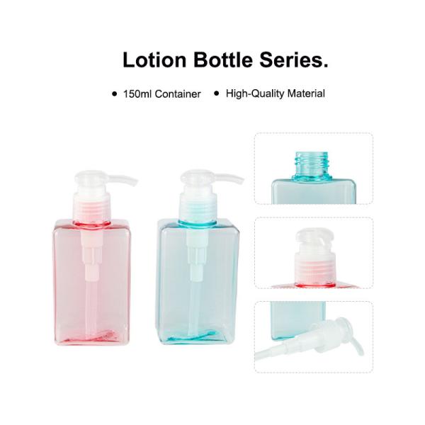 150ml Transparent rectangle smooth with white pump for shampoo lotion bottle