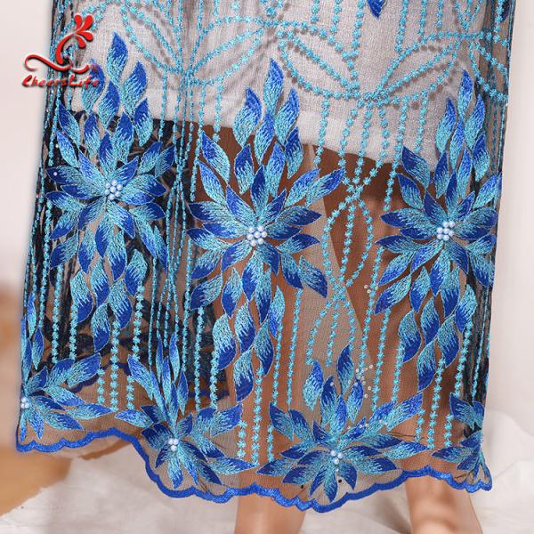 Laço bordado floral francês das cores bonitas para vestidos de noite