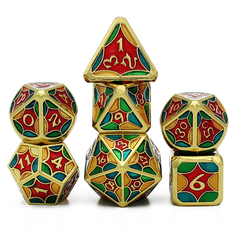 Zinc Alloy Metal Dice Set with Custom Logo and Sharp Edge for DND RPG Games