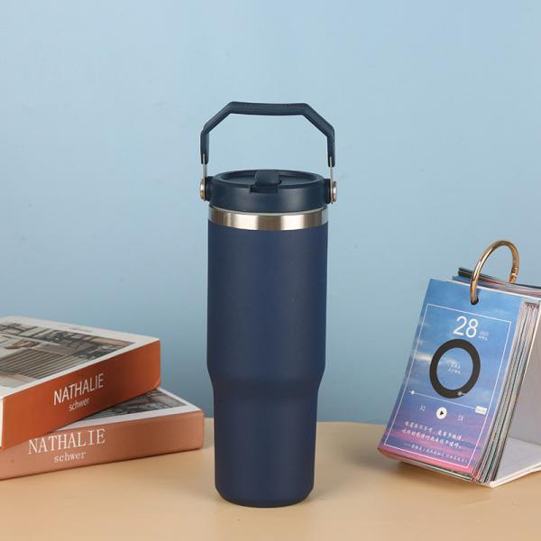 30oz Stainless Steel Tumbler  Vacuum Insulated Water Bottle For Home Office Or Car Reusable Cup With Straw Leak Resistant Flip Cold For 12 Hours Or Iced For 2 Days