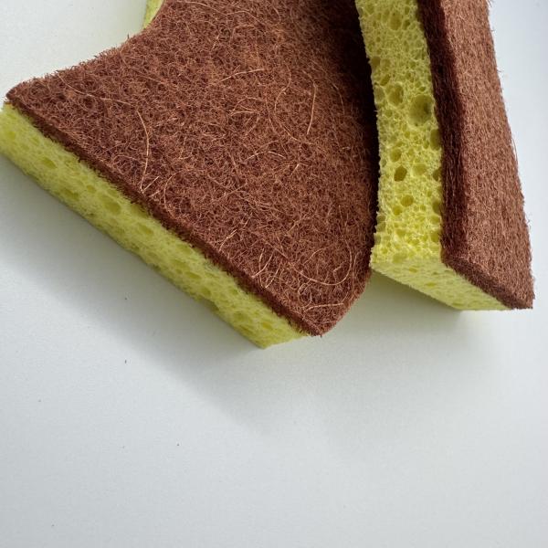Sponge de cuisine en pâte de bois à double face pour le lavage des vaisseaux