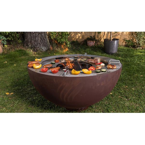 1000mm Outdoor Corten Steel Fire Pit BBQ With Customized Grill Ring