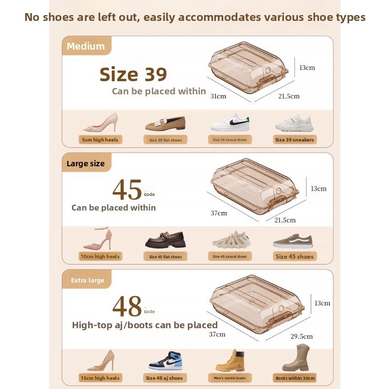 Minimalist Clear Plastic Shoe Box Dustproof Space Saving Storage Organizer for Closet Wardrobe Durable