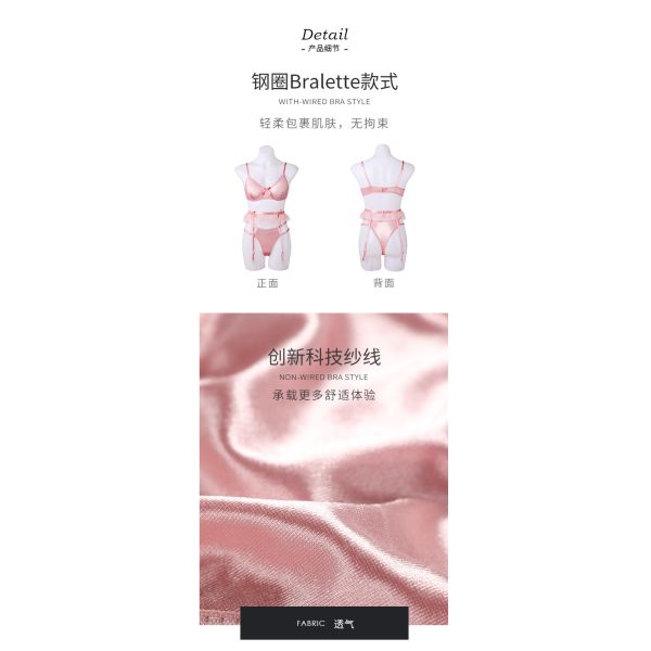 Women Bra Sexy Girl Three-piece Underwear Set Exquisite Bow S M L Breathable Plus Size Comfortable Briefs Ladies Bra