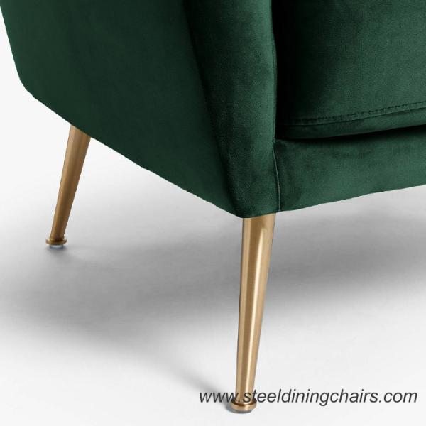 Green Velvet Upholstered Leisure Stainless Steel Leg 1 Seater Sofa