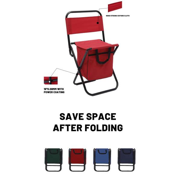 45x28x26cm Outerdoor Folding Fishing Chair 600D PVC Oxford 0.65kg Light Collapsable