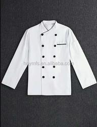 Customized Long Sleeve White Black Poly - Cotton Blend Personalized Chef Jackets