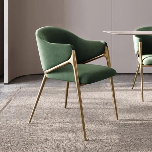Fabric Upholstered Dining Chair with Metal Legs 42x44x91cm