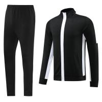 Conjunto de treino de futebol retrô de treinamento de futebol com zíper completo preto