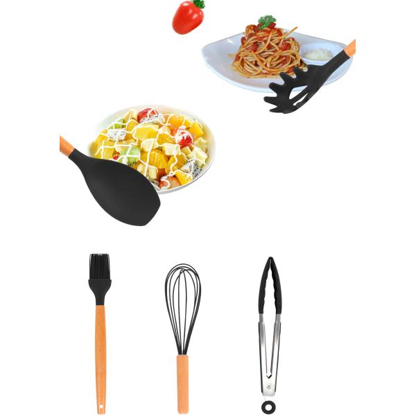 Restaurant Kitchen Accessories 11-Piece Non-Stick Utensil Set with Silicone Spatula