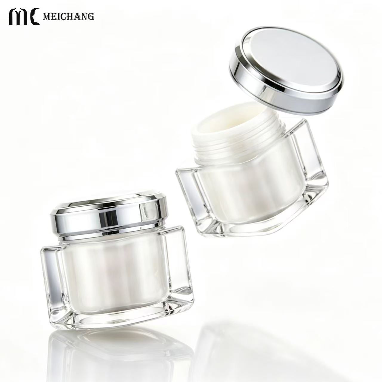 50g Double-Wall Crystal-Effect Square Cream Jar for Premium Skincare Packaging(MC-Y-570)