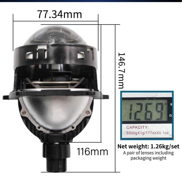 Bi Function LED Projector Lens Headlamp Projector Dual Cup 3.0 Inch 60W High Brightness