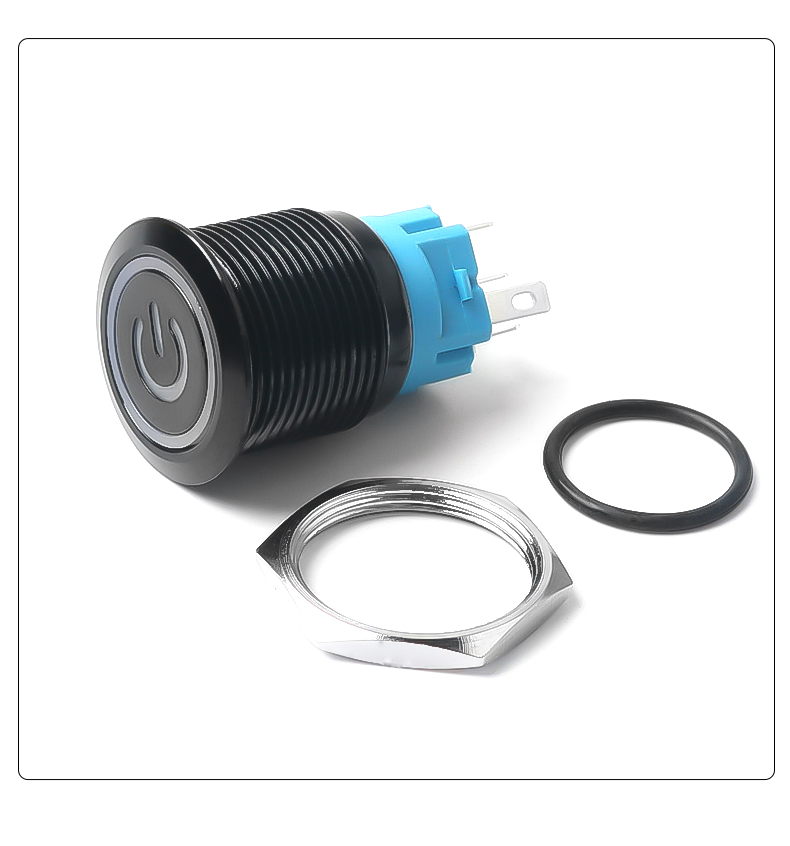 19mm LED Momentary Metal Push Button Switch with Connector Power Symbol Illumination on off Switch Welding