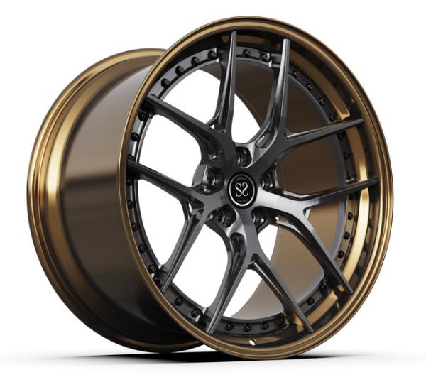 A arma escura escovada 2 partes forjou bordas das rodas o tambor do metal que lustrou 5X112 de bronze 20 polegadas
