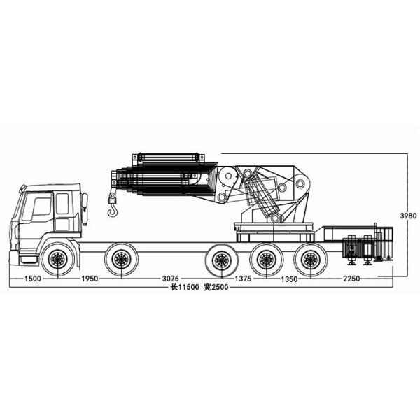 Heavy Duty Truck Mounted Telescopic Crane , Truck Bed Mounted Crane Folded Boom Type 10 X 4 100 Tons